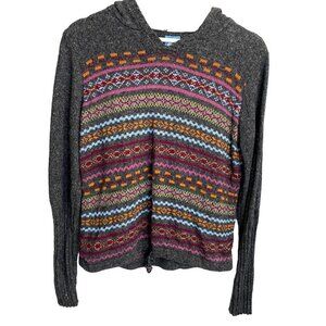 By Next Era Wool Blend Hoodie Sweater Multi Colored Striped Pattern Academia-  M